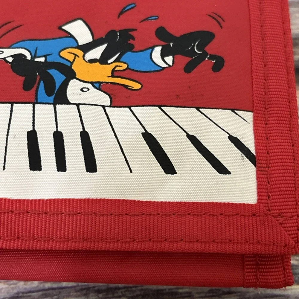 Vintage 80's Bugs Bunny Daffy Duck Piano Wallet Looney Tunes Warner Brothers Red